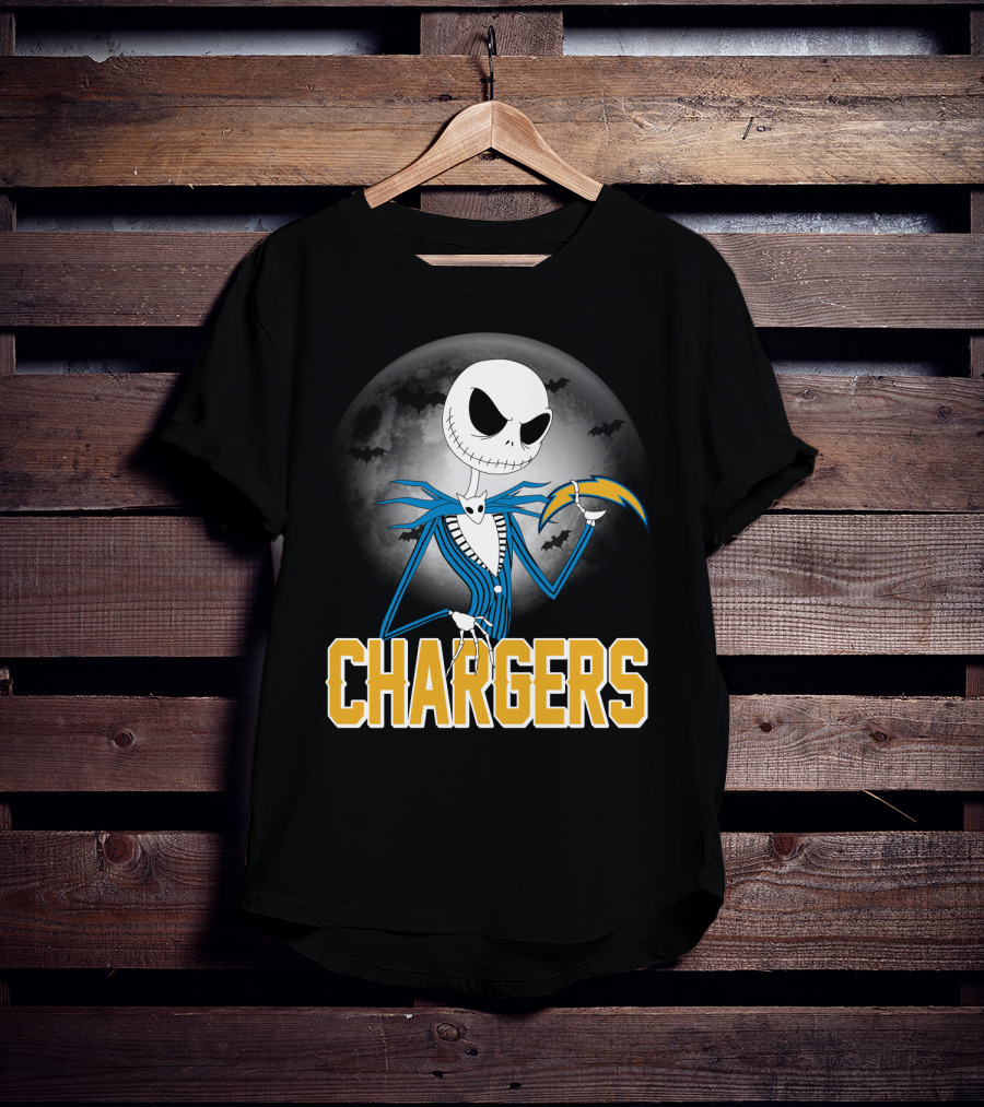 Jack Skellington Halloween Los Angeles Chargers Moonlight T-Shirt