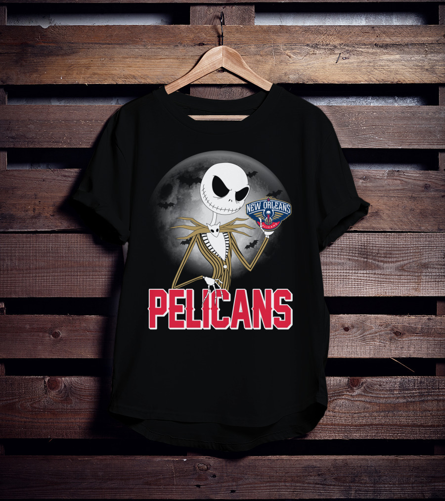 Jack Skellington Halloween New Orleans Pelicans Basketball T-Shirt