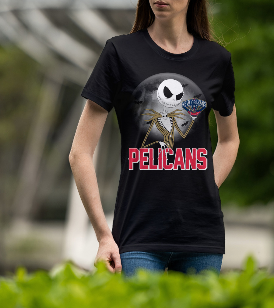 Jack Skellington Halloween New Orleans Pelicans Basketball T-Shirt