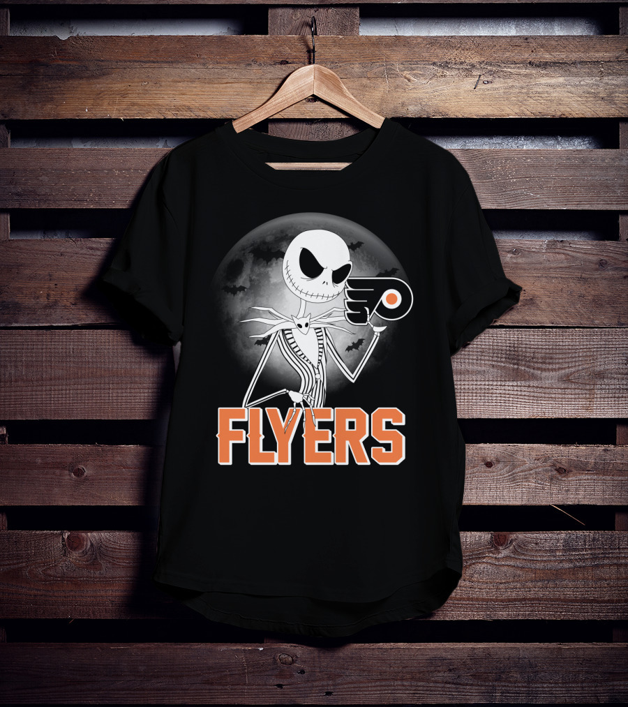 Philadelphia Flyers Halloween Jack Skellington Moon T-Shirt