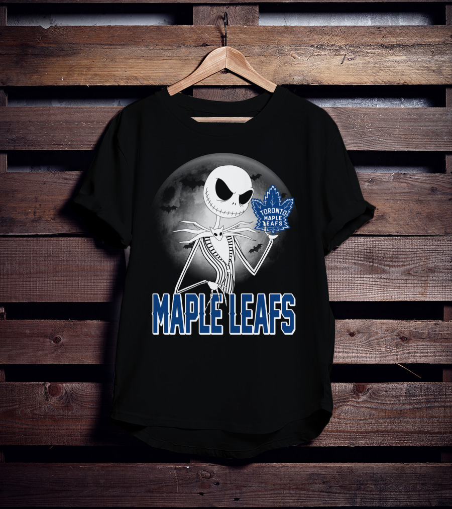 Toronto Maple Leafs Jack Skellington Halloween Moon T-Shirt