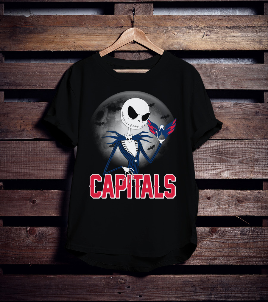 Jack Skellington Halloween Meets Washington Capitals Moon Night T-Shirt