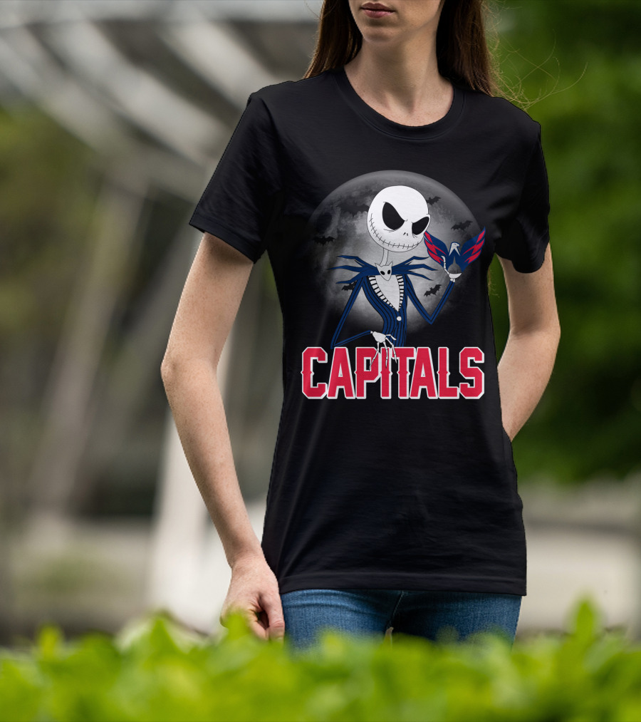 Jack Skellington Halloween Meets Washington Capitals Moon Night T-Shirt