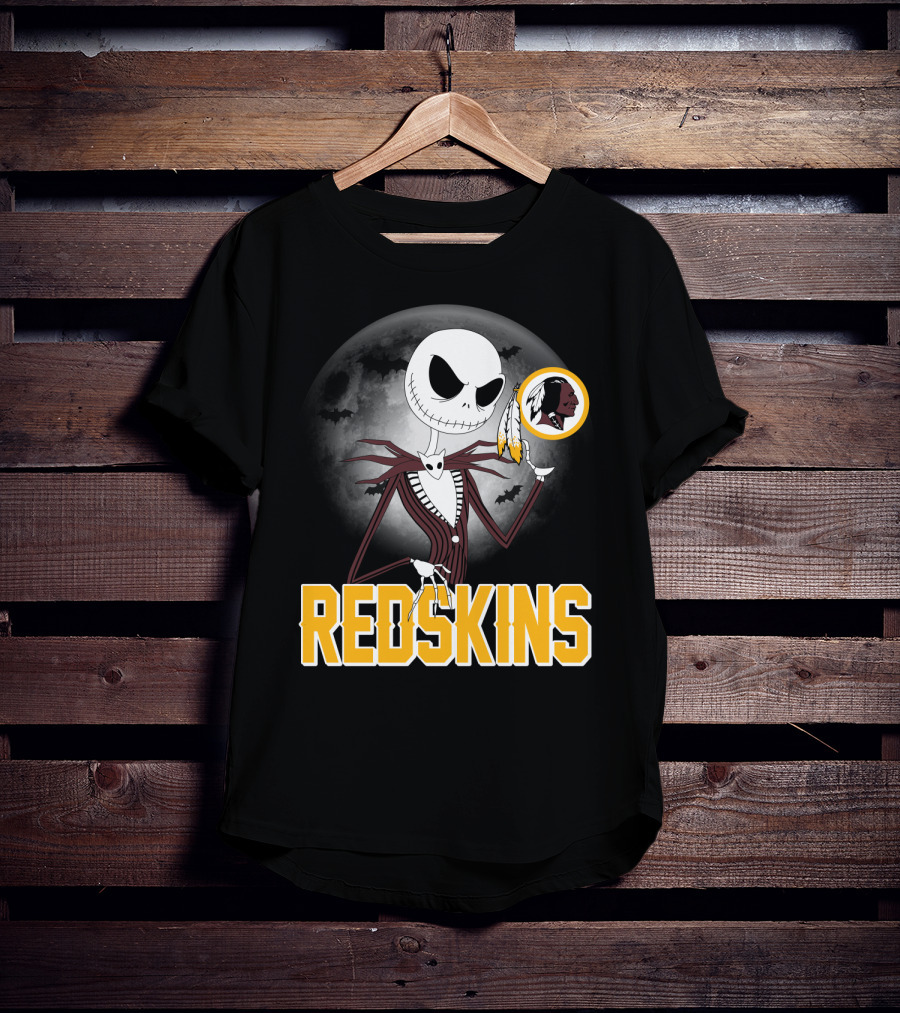 Jack Skellington Moon Redskins Logo Halloween T-Shirt