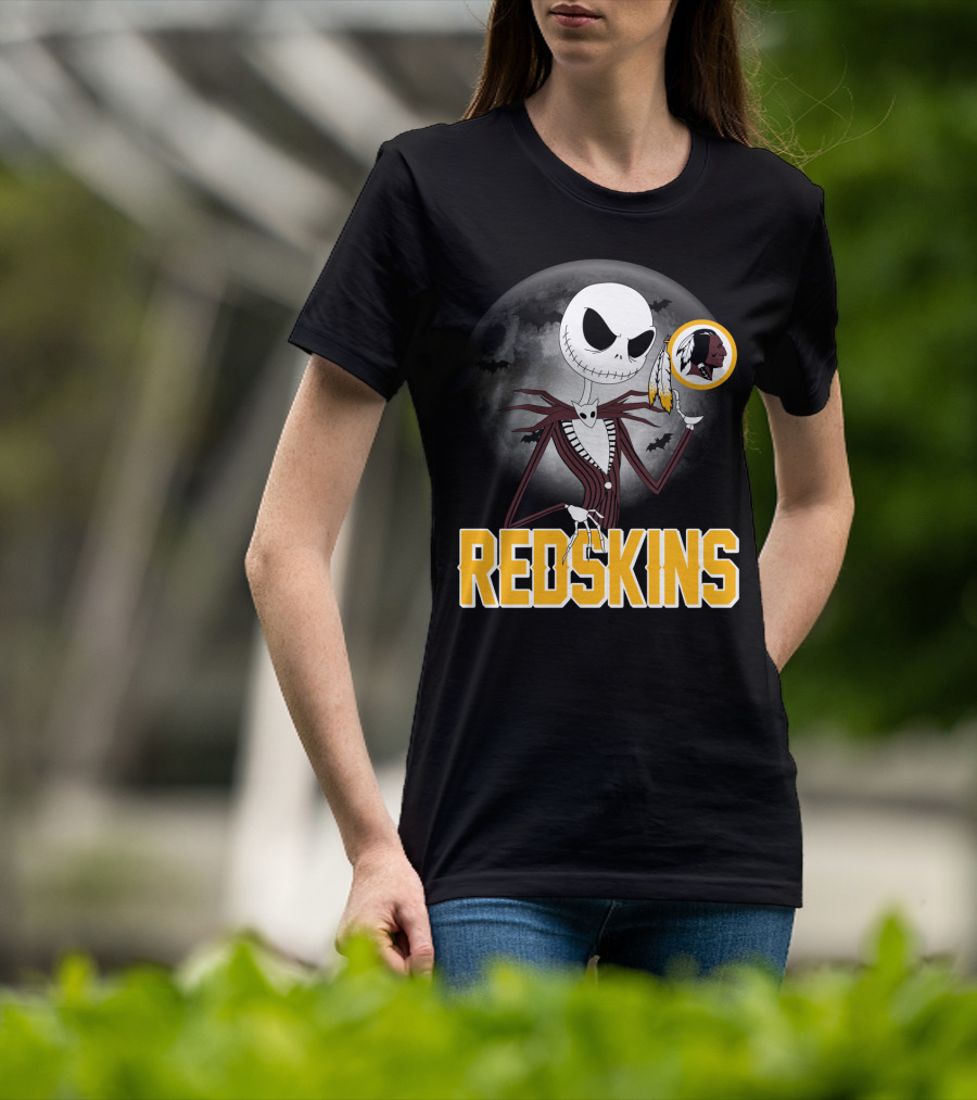 Jack Skellington Moon Redskins Logo Halloween T-Shirt