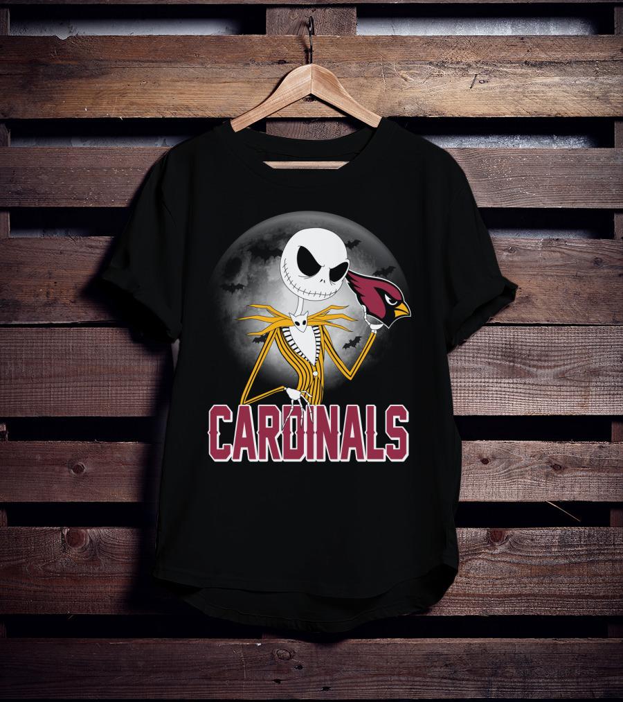 Jack Skellington Cardinals Halloween Moon Arizona T-Shirt