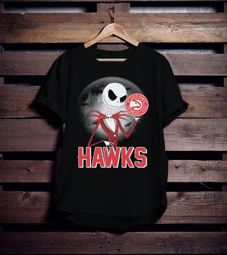Atlanta Hawks Basketball Club Jack Skellington Halloween Hawks T-Shirt