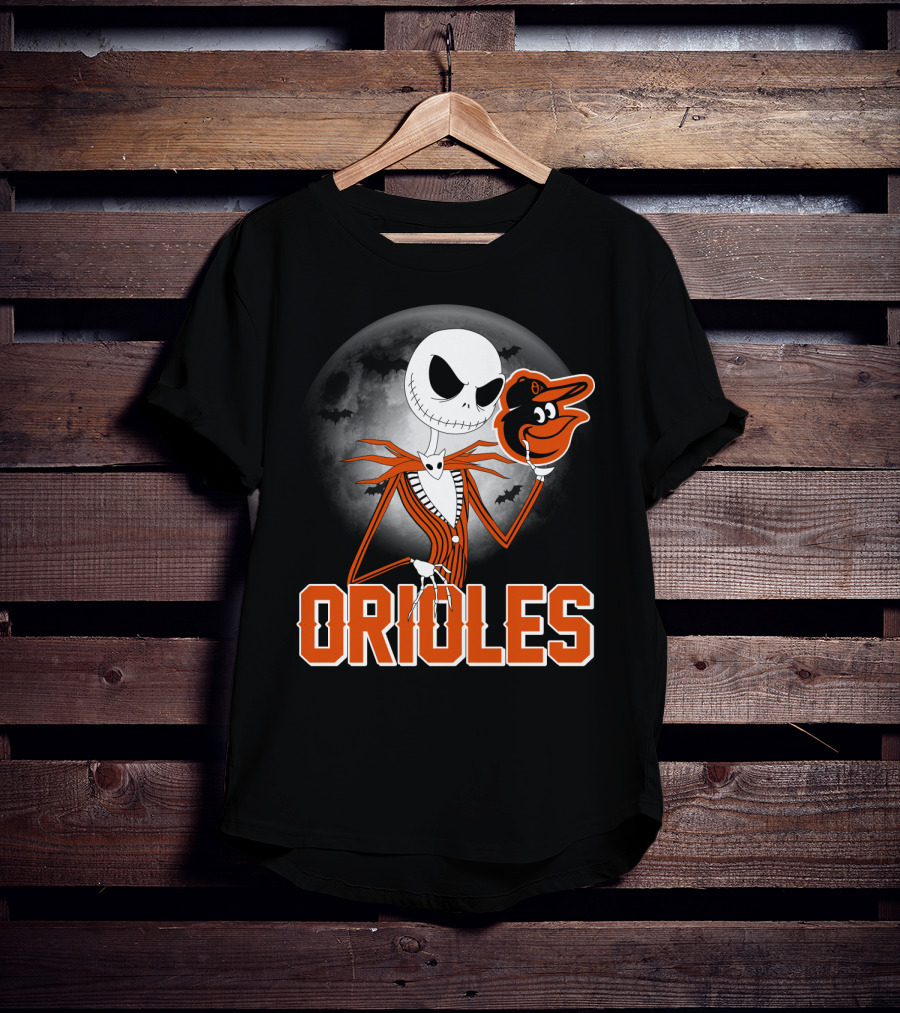 Jack Skellington Halloween Orioless Moon Bat T-Shirt