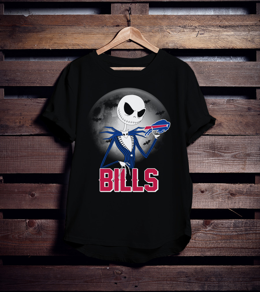 Jack Skellington Halloween Buffalo Bills Moon Bats T-Shirt