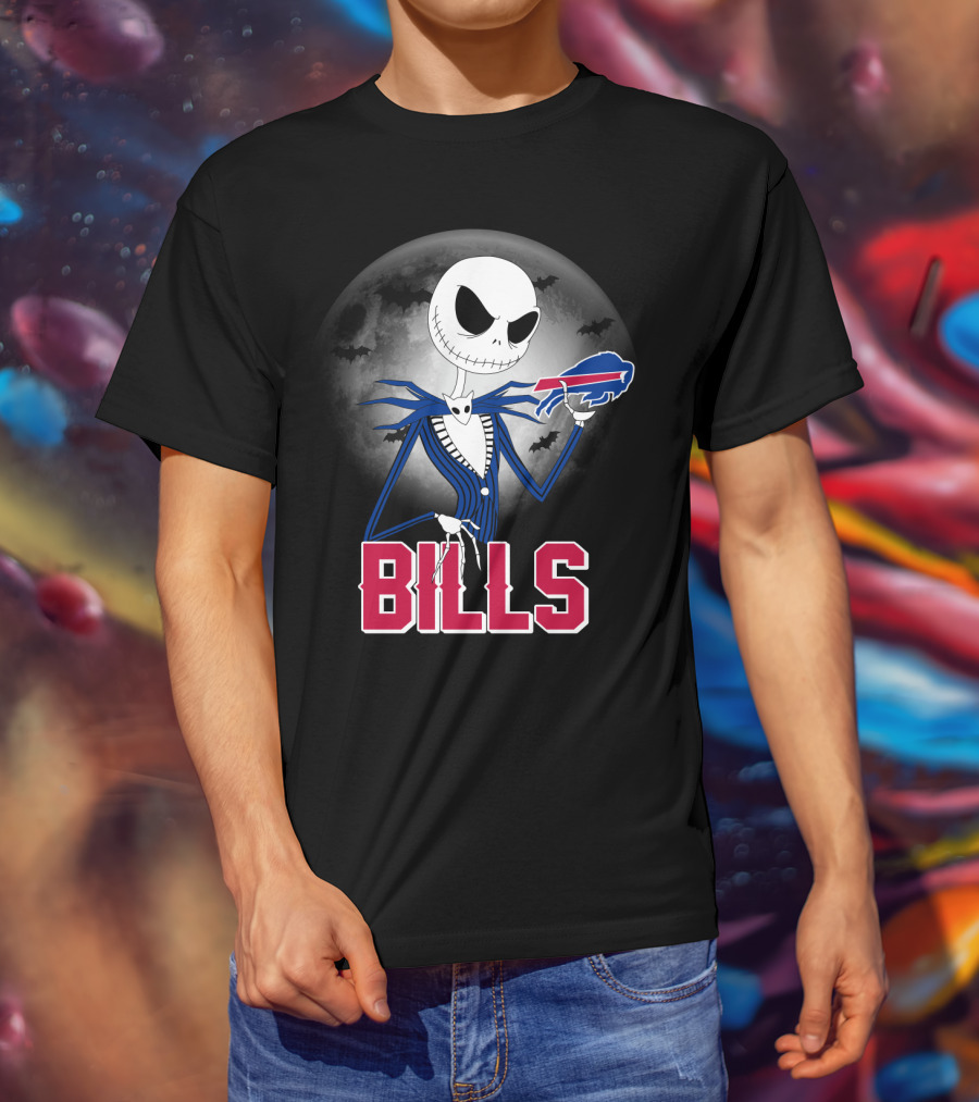 Jack Skellington Halloween Buffalo Bills Moon Bats T-Shirt