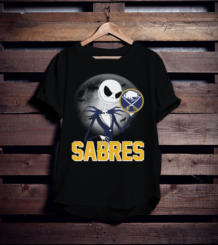 Sabres Jack Skellington Halloween Buffalo Moon Scene T-Shirt
