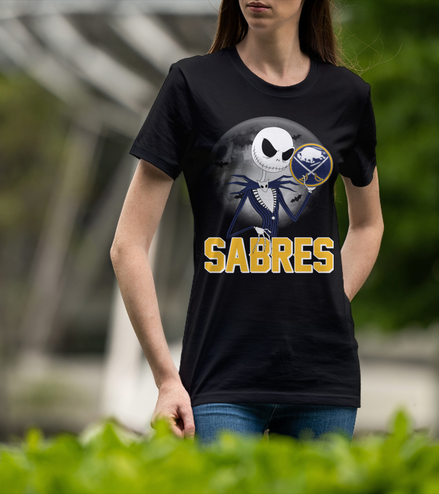 Sabres Jack Skellington Halloween Buffalo Moon Scene T-Shirt