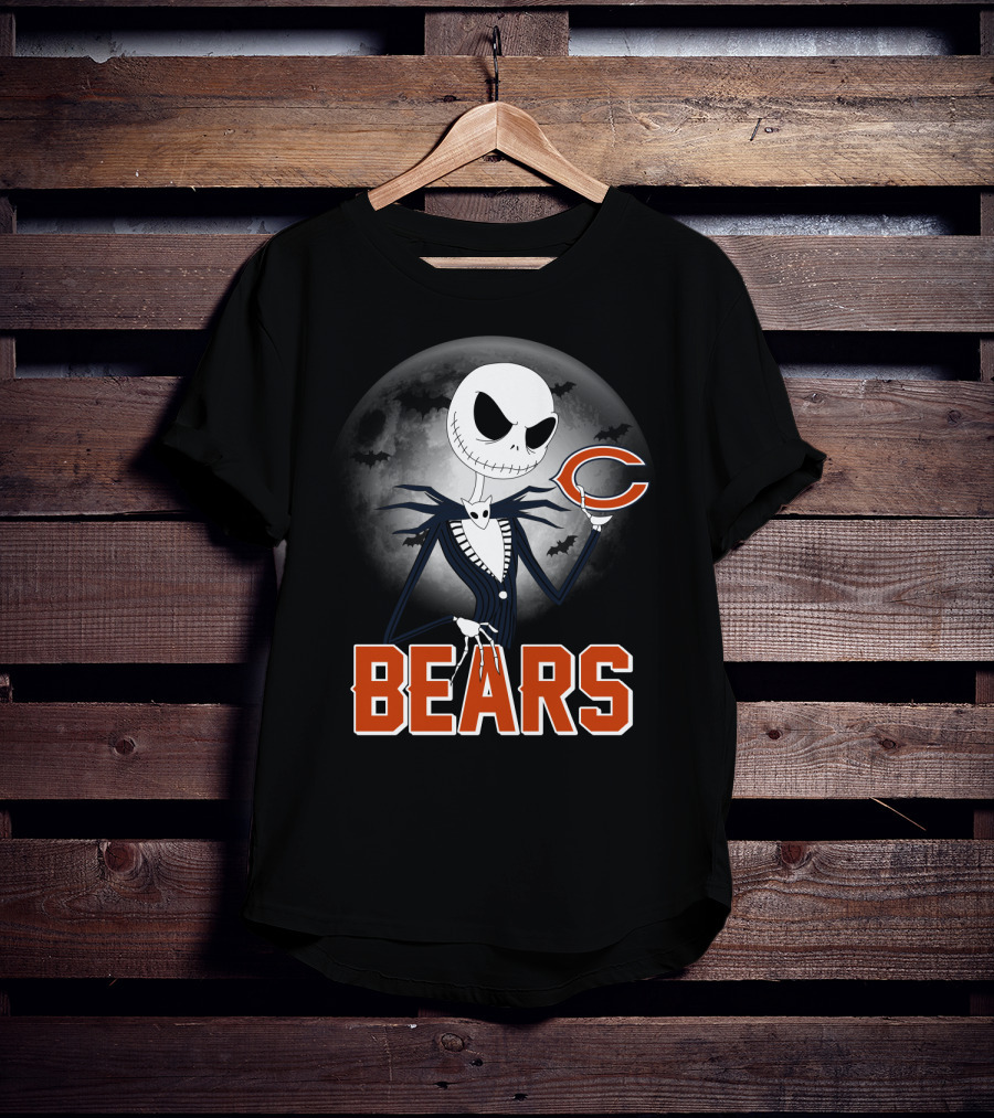 Jack Skellington Chicago Bears Halloween Moon T-Shirt