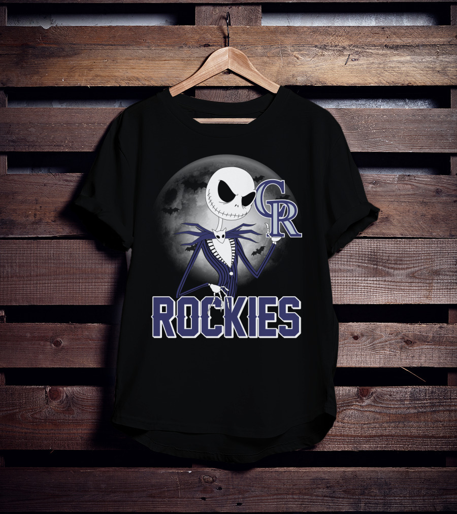 Jack Skellington Halloween Colorado Rockies Moon T-Shirt