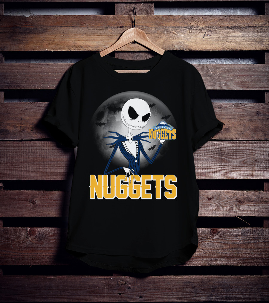 Jack Skellington Denver Nuggets Halloween Moon Bats T-Shirt
