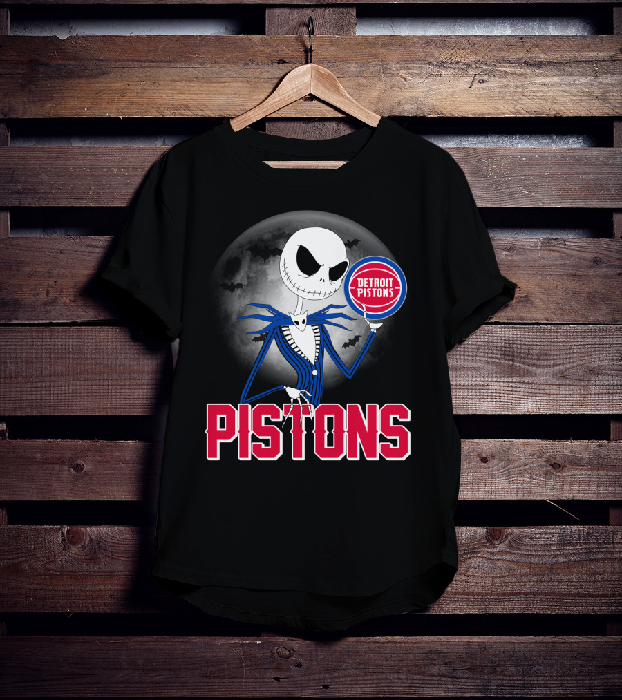 Jack Skellington Detroit Pistons Halloween Moon T-Shirt