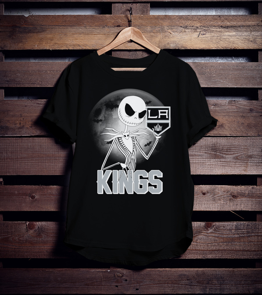 Jack Skellington Los Angeles Kings Halloween Moon Background T-Shirt