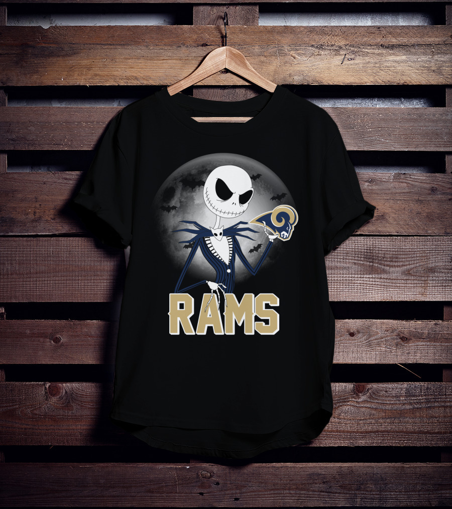 Jack Skellington Halloween Rams Moon Logos T-Shirt