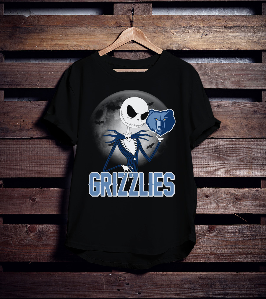 Jack Skellington Grizzlies Halloween Moon T-Shirt