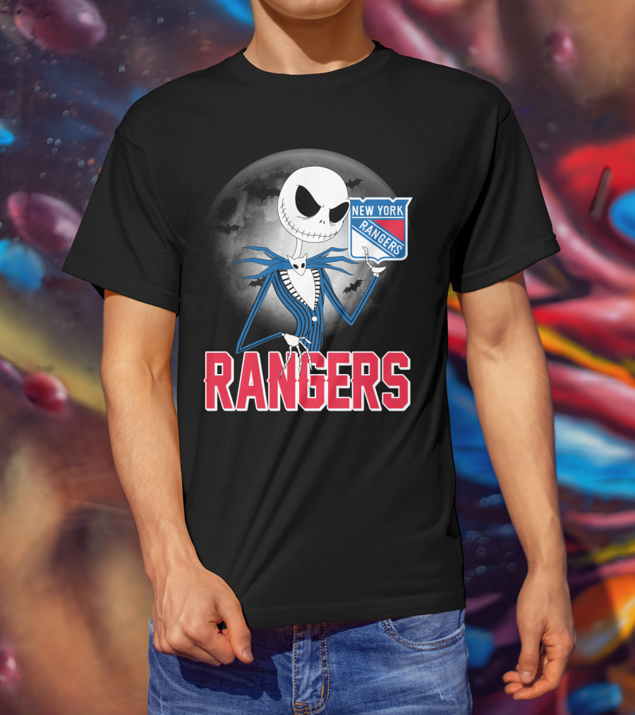 Jack Skellington New York Rangers Halloween Moon T-Shirt