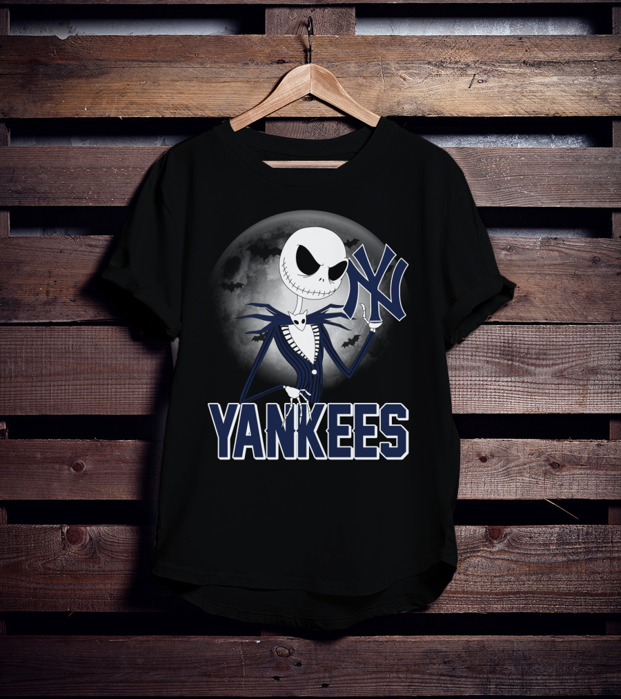 Jack Skellington Yankees Halloween Moon Sports Mashup T-Shirt