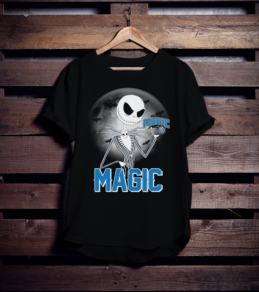 Jack Skellington Orlando Magic Halloween Moon Bats T-Shirt