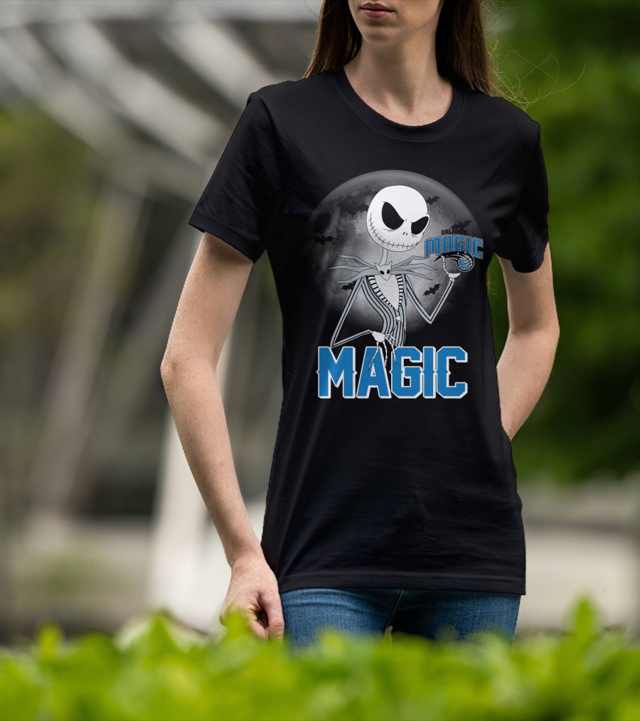 Jack Skellington Orlando Magic Halloween Moon Bats T-Shirt