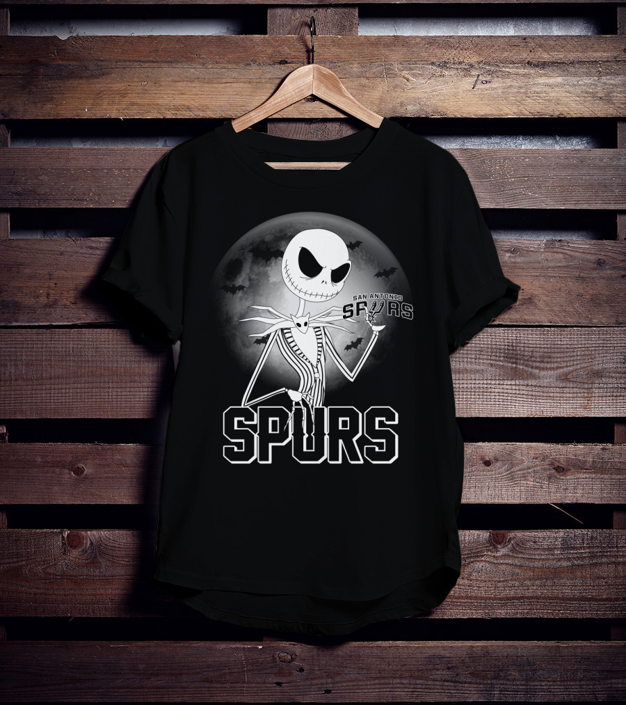 Jack Skellington San Antonio Spurs Halloween Moon Bats T-Shirt