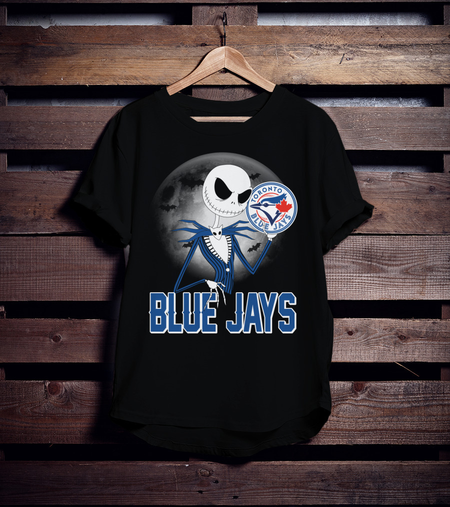 Jack Skellington Toronto Blue Jays Halloween Moon Bats T-Shirt
