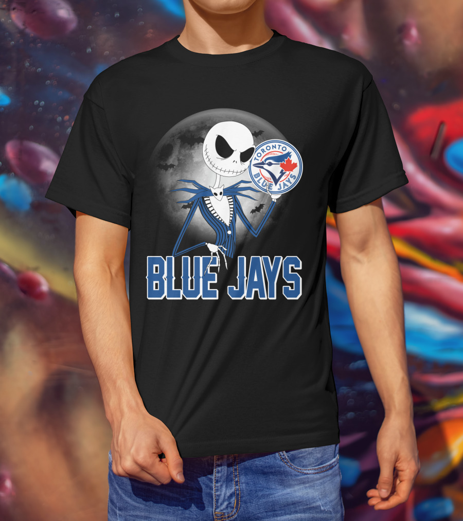 Jack Skellington Toronto Blue Jays Halloween Moon Bats T-Shirt