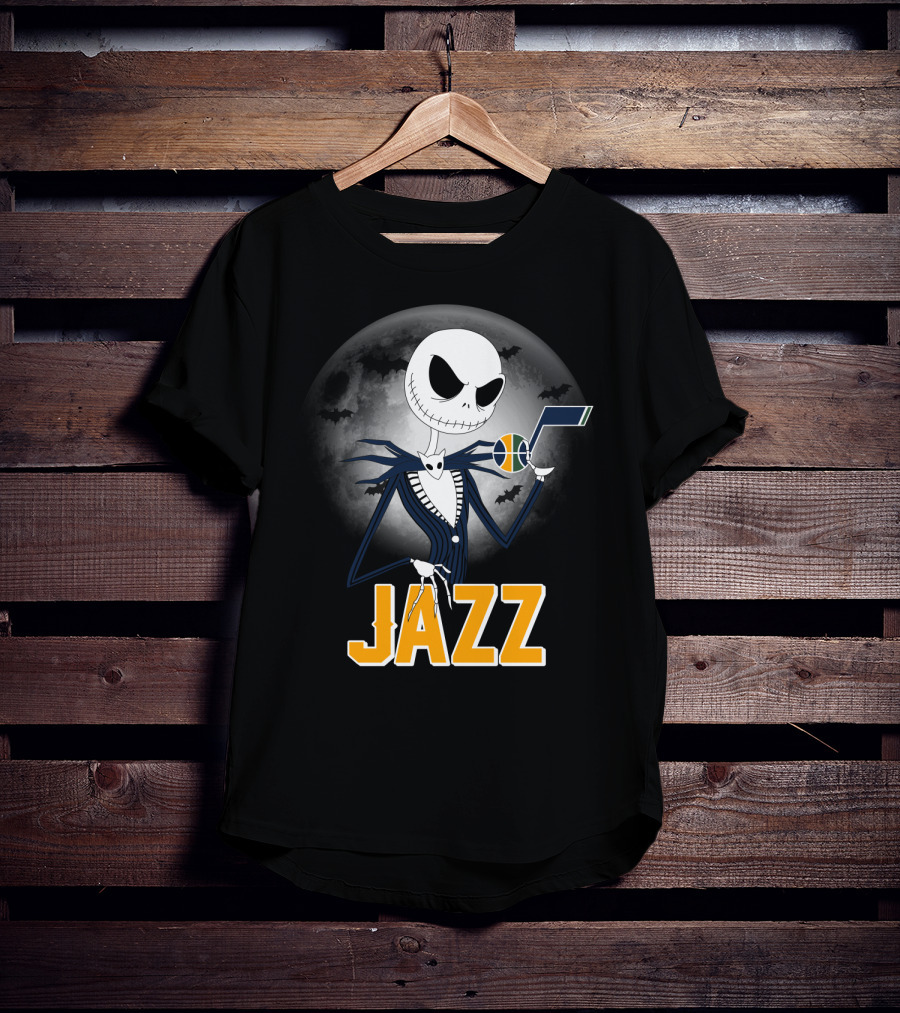 Jack Skellington Halloween Utah Jazz Moonlit Fans T-Shirt