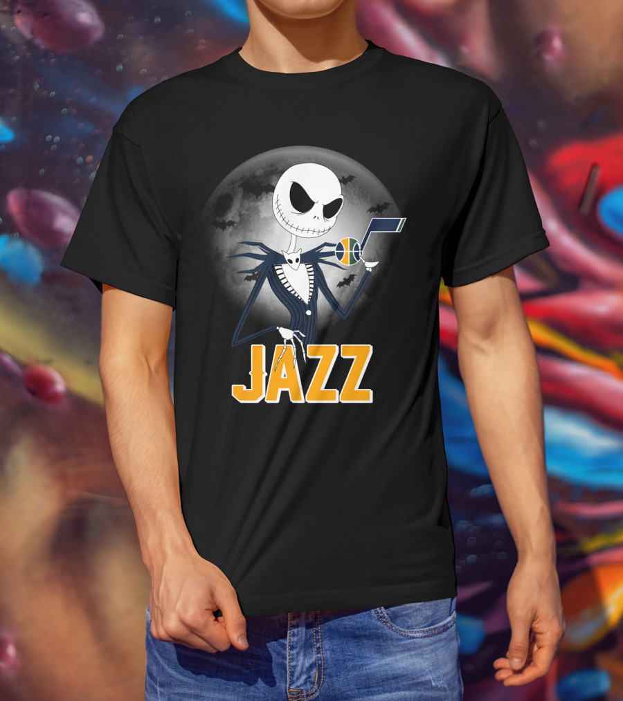 Jack Skellington Halloween Utah Jazz Moonlit Fans T-Shirt