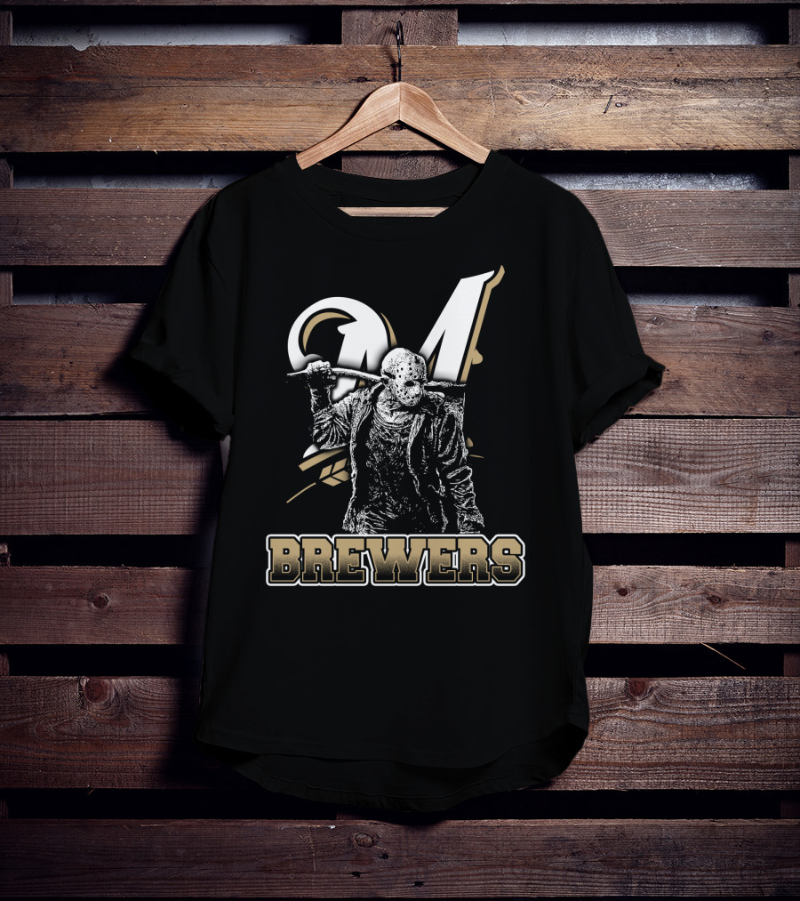 Mashup Of Jason Voorhees With Milwaukee Brewers Fans Aesthetic T-Shirt