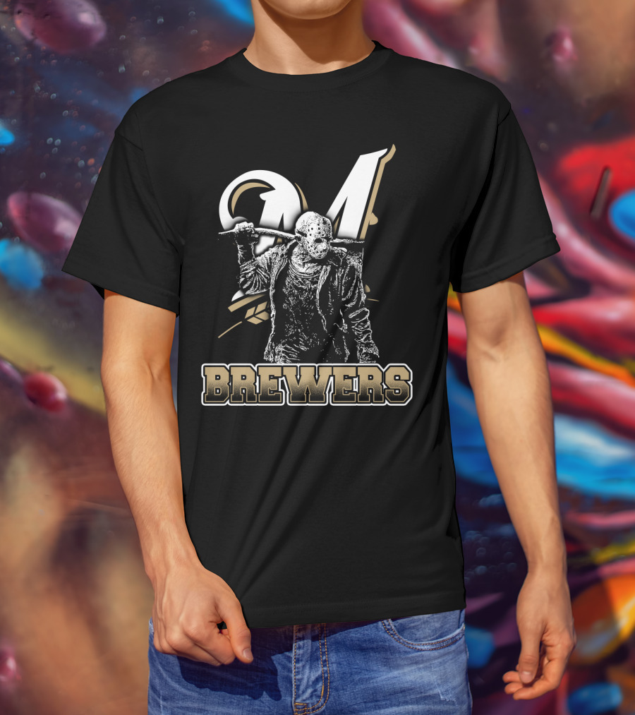 Mashup Of Jason Voorhees With Milwaukee Brewers Fans Aesthetic T-Shirt