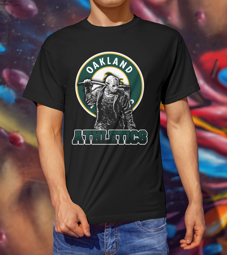 Oakland Athletics And Jason Voorhees Crossover Logo Fan T-Shirt