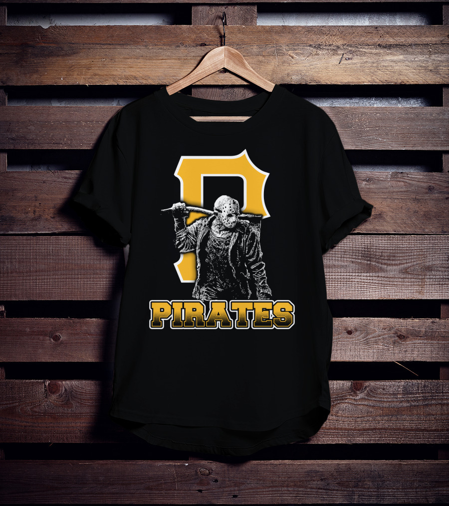 Jason Voorhees With Pittsburgh Pirates Symbol And Text Pirates T-Shirt