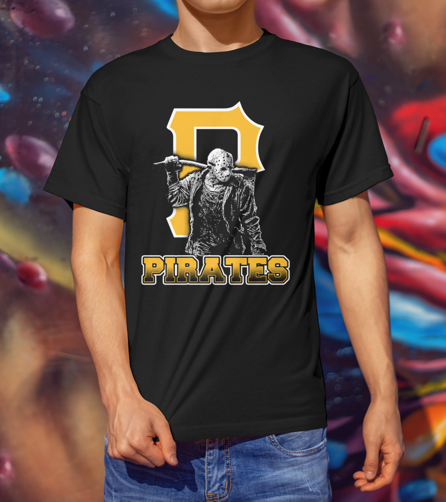 Jason Voorhees With Pittsburgh Pirates Symbol And Text Pirates T-Shirt