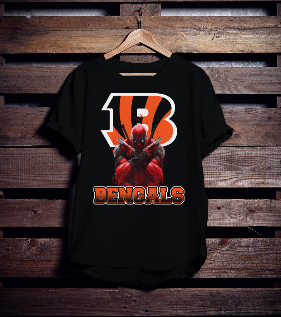 Deadpool Meets Cincinnati Bengals Nfl Crossover T-Shirt