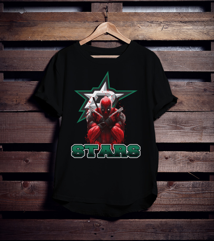 Deadpool Dallas Stars Nhl Crossover T-Shirt