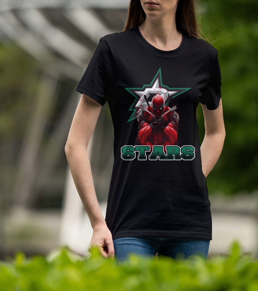 Deadpool Dallas Stars Nhl Crossover T-Shirt