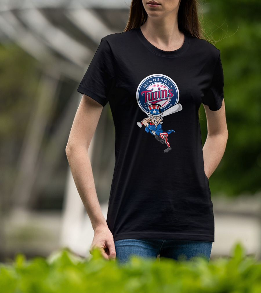 Minnesota Twins Uncle Sam 4Th July Baseball Club Emblem Patriotic Batting T-Shirt