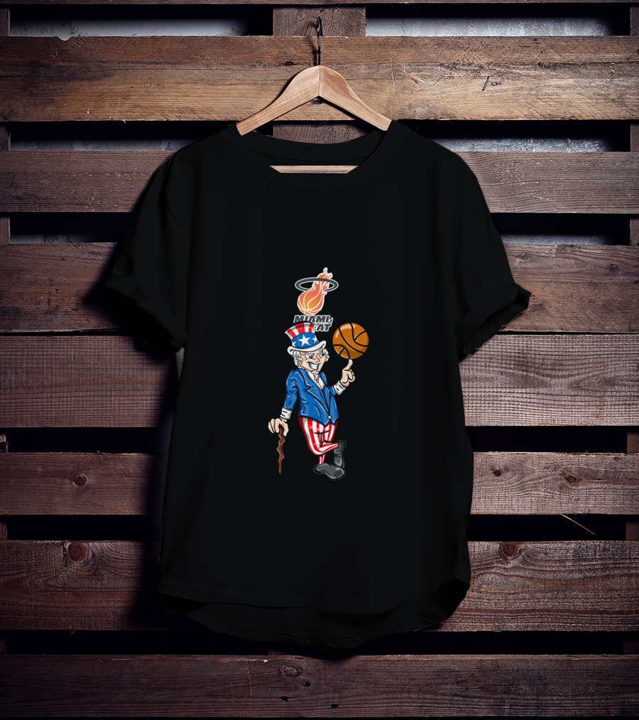Uncle Sam Miami Heat Basketball Patriotic July 4Th Celebration T-Shirt