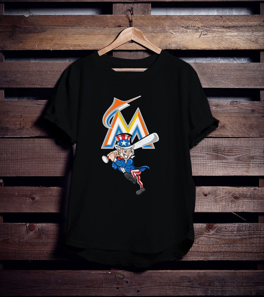 Miami Marlins Uncle Sam Baseball July Fourth Celebration T-Shirt