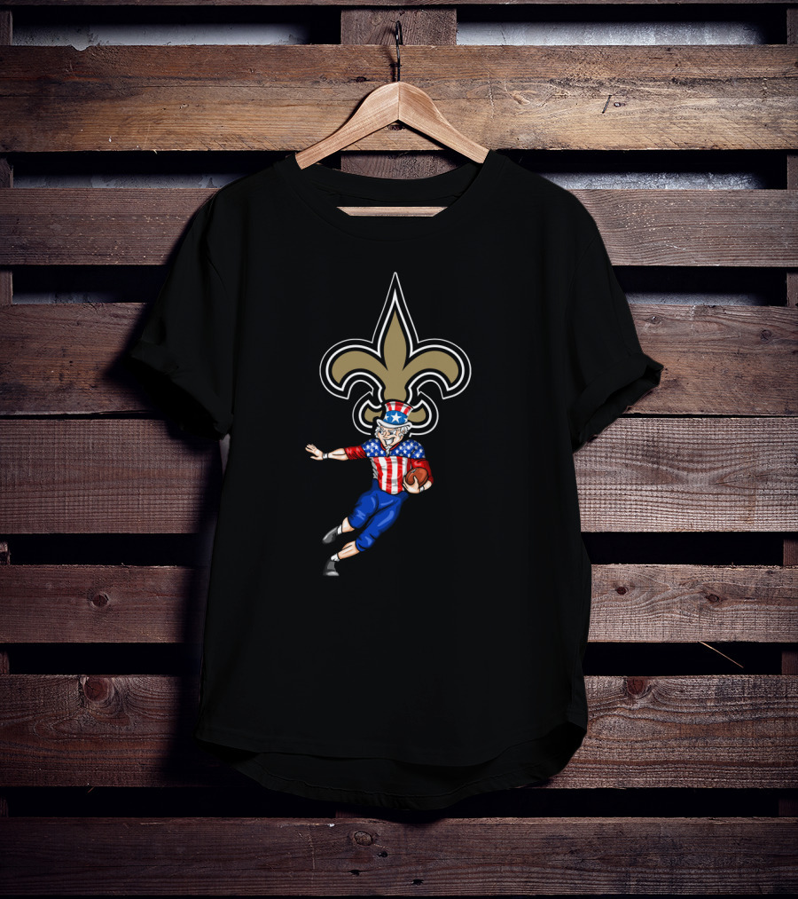 4Th July New Orleans Saints Uncle Sam American Football Fleur-De-Lis Football Player T-Shirt