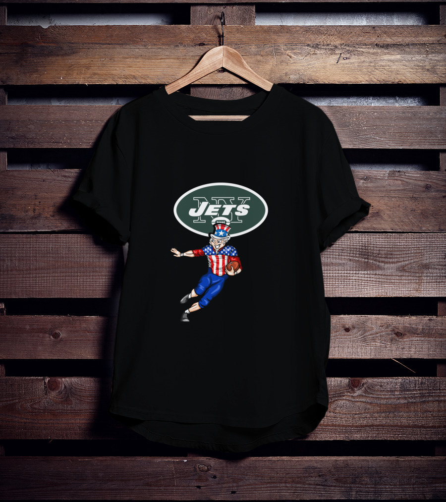 New York Jets Uncle Sam Football 4Th July Usa Flag Theme T-Shirt