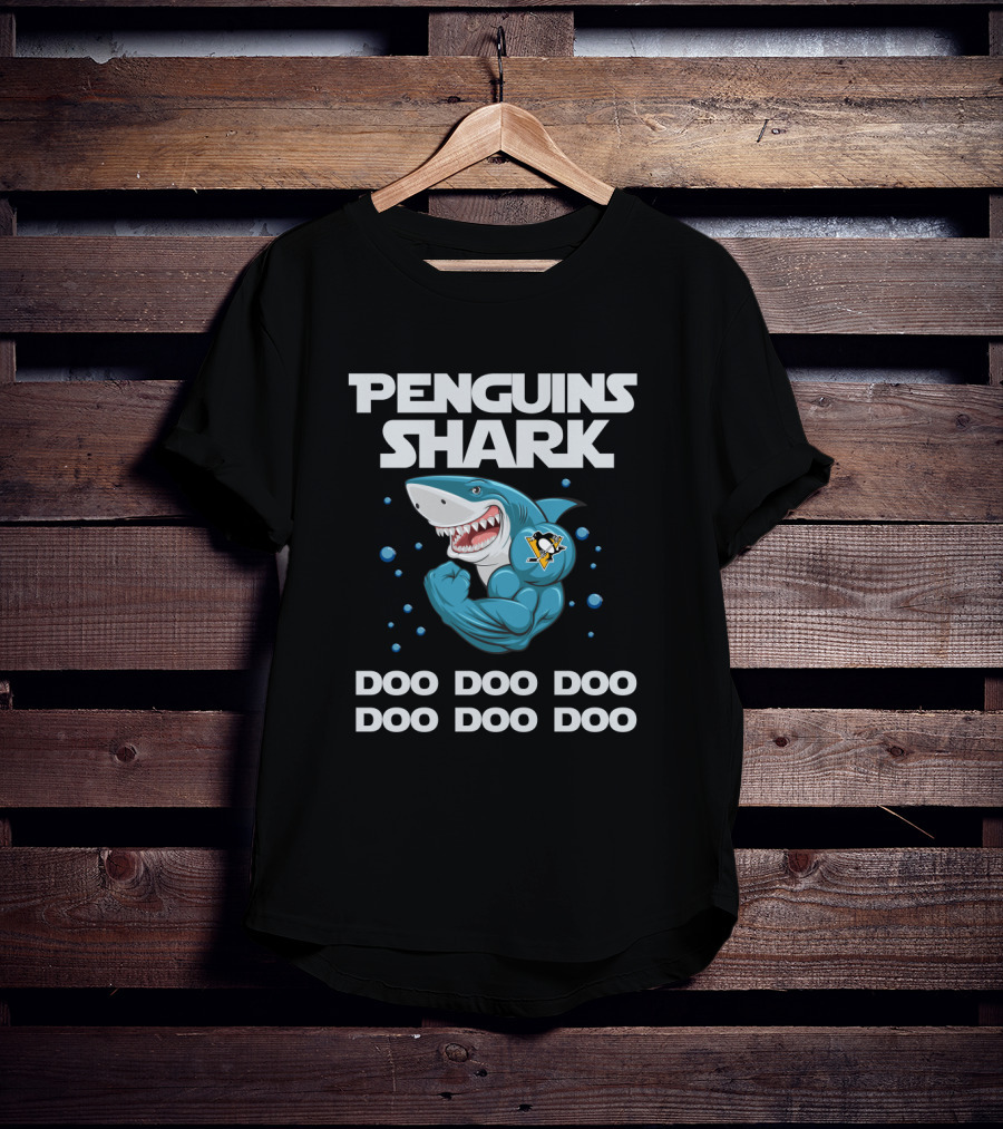 Penguins Shark Doo Doo Doo Pittsburgh Penguins Logo Fun T-Shirt