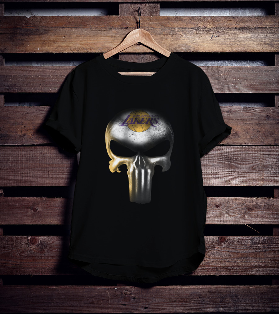 Los Angeles Lakers Logo On The Punisher Skull For Fans T-Shirt