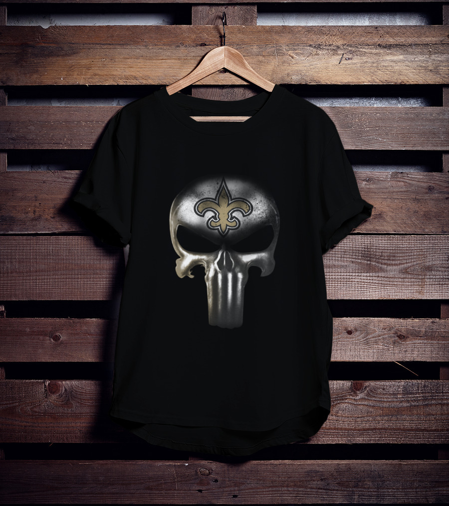 New Orleans Saints Punisher Skull Design For Fans T-Shirt