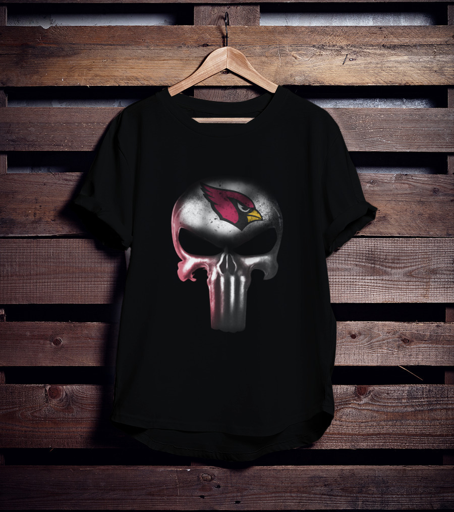 Arizona Cardinals Fan Punisher Skull Logo Fusion T-Shirt