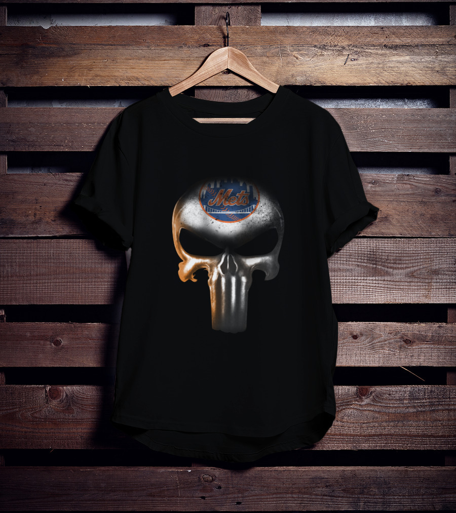 New York Mets Punisher Skull Icon For Fans T-Shirt